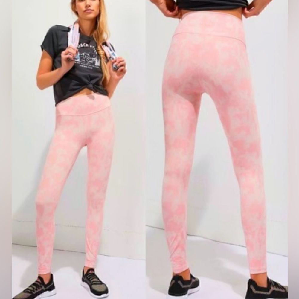 Allfenix Bubblegum Pink Tie Dye High Waisted 7/8 Longline Leggings